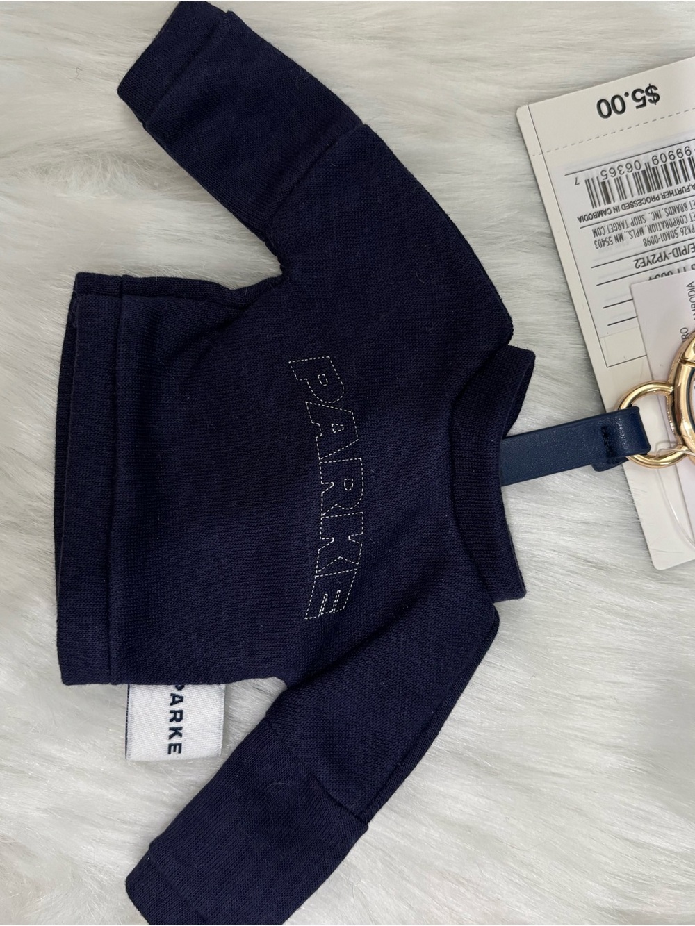 Parke/Target collab Navy Sweatshirt Bag Charm
